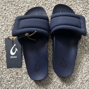 OluKai Deep Blue Slide Sandals 5